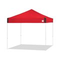 E-Z Up Pyramid Shelter, 10' W x 10' L, White Steel Frame, Red Top PR3WH10PN
